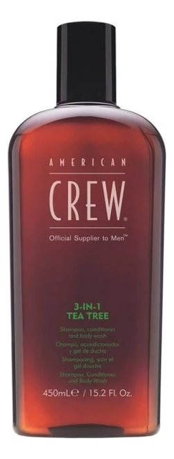 American Crew Средство по уходу за волосами и телом на основе чайного дерева 3-in-1 Tea Tree Shampoo, Conditioner and Body Wash Средство 450ml