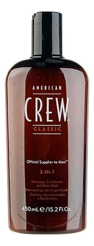 American Crew Шампунь для волос 3 в 1 Classic Shampoo Conditioner And Body Wash Шампунь 450ml