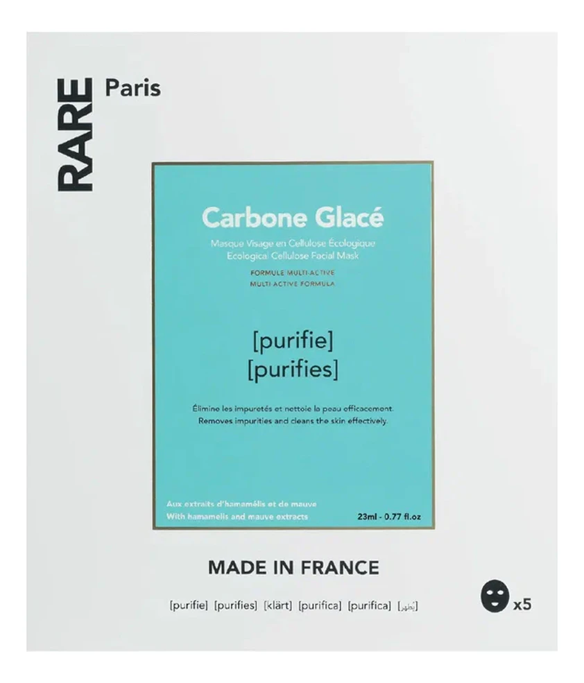 RARE Paris Очищающая тканевая маска для лица Carbone Glace Purifying Face Mask 23ml Маска 5шт